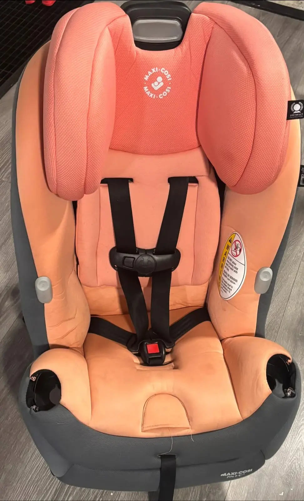Coral car seat after cleaning